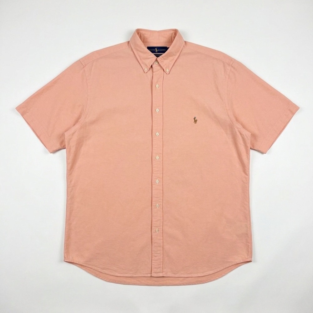 Polo Ralph Lauren Shirt Men 2XB  Salmon Peach Oxford SS Button Down Big